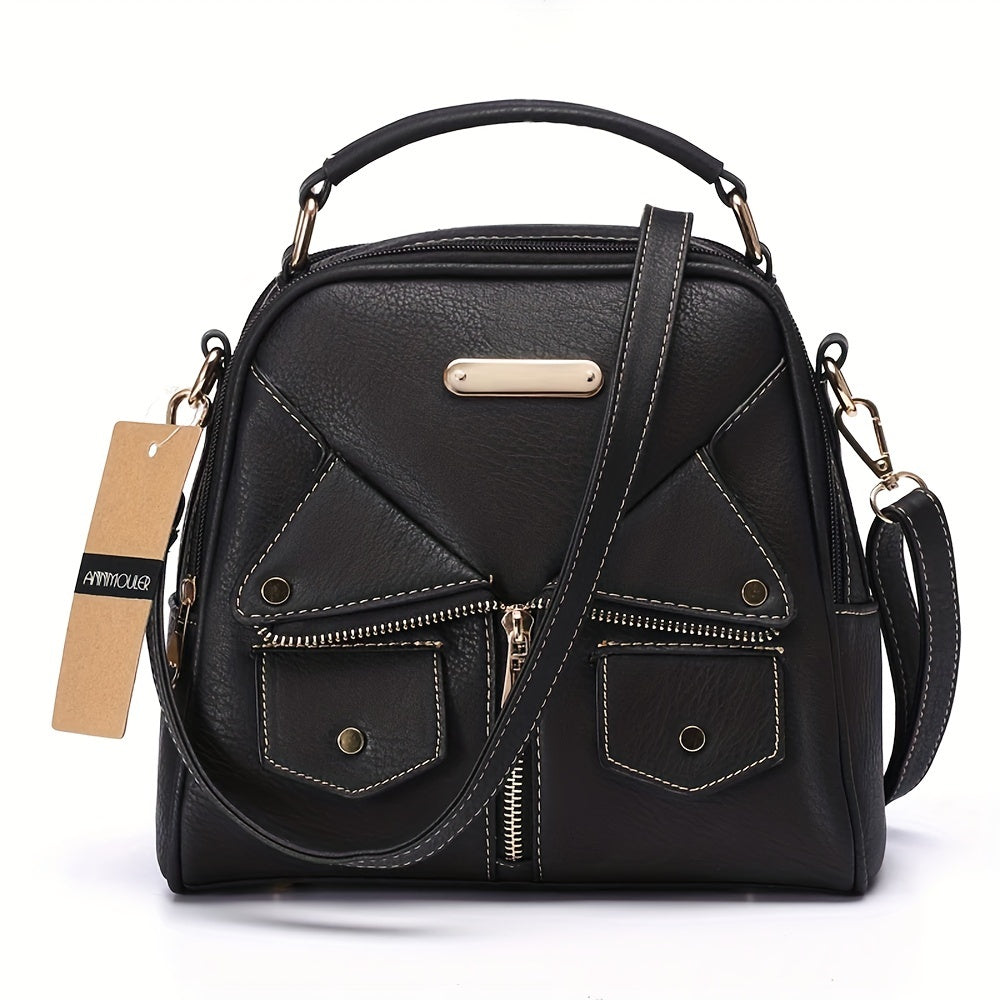 Retro Jacket Design Handbag, Punk Style Rivet Crossbody Bag, Creative Clothes Shaped PU Leather Shoulder Bag