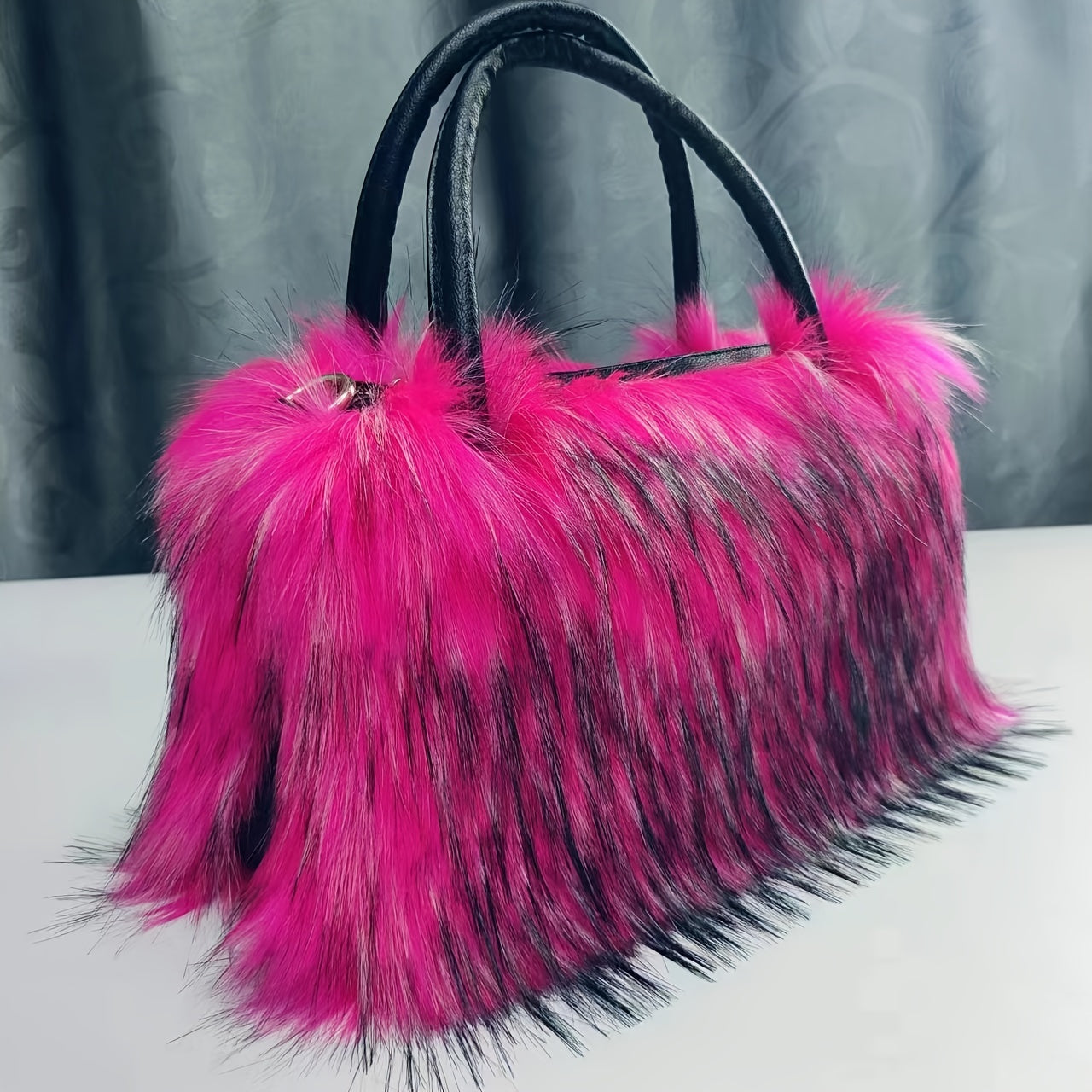 Trendy Faux Fur Tote Bag, Y2K Plush Shoulder Bag, Women's Fluffy Handbag For Street Wear