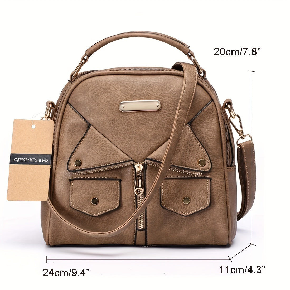 Retro Jacket Design Handbag, Punk Style Rivet Crossbody Bag, Creative Clothes Shaped PU Leather Shoulder Bag