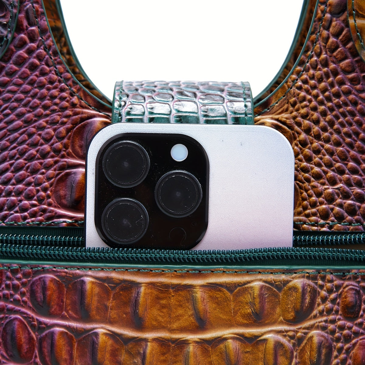 Trendy Colorful Crocodile Pattern Shoulder Bag, Portable Turnlock Handbag, Perfect Crossbody Bag For Everyday Use