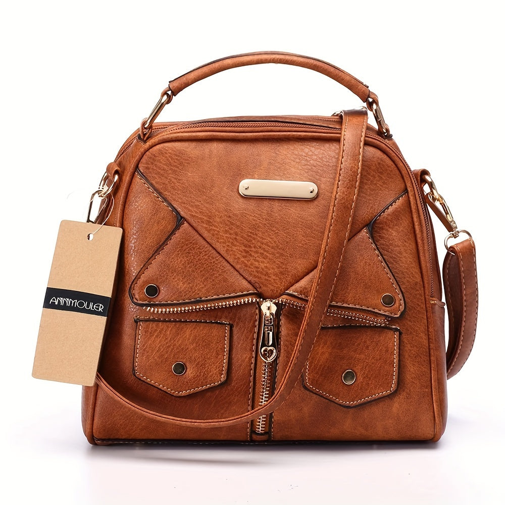Retro Jacket Design Handbag, Punk Style Rivet Crossbody Bag, Creative Clothes Shaped PU Leather Shoulder Bag