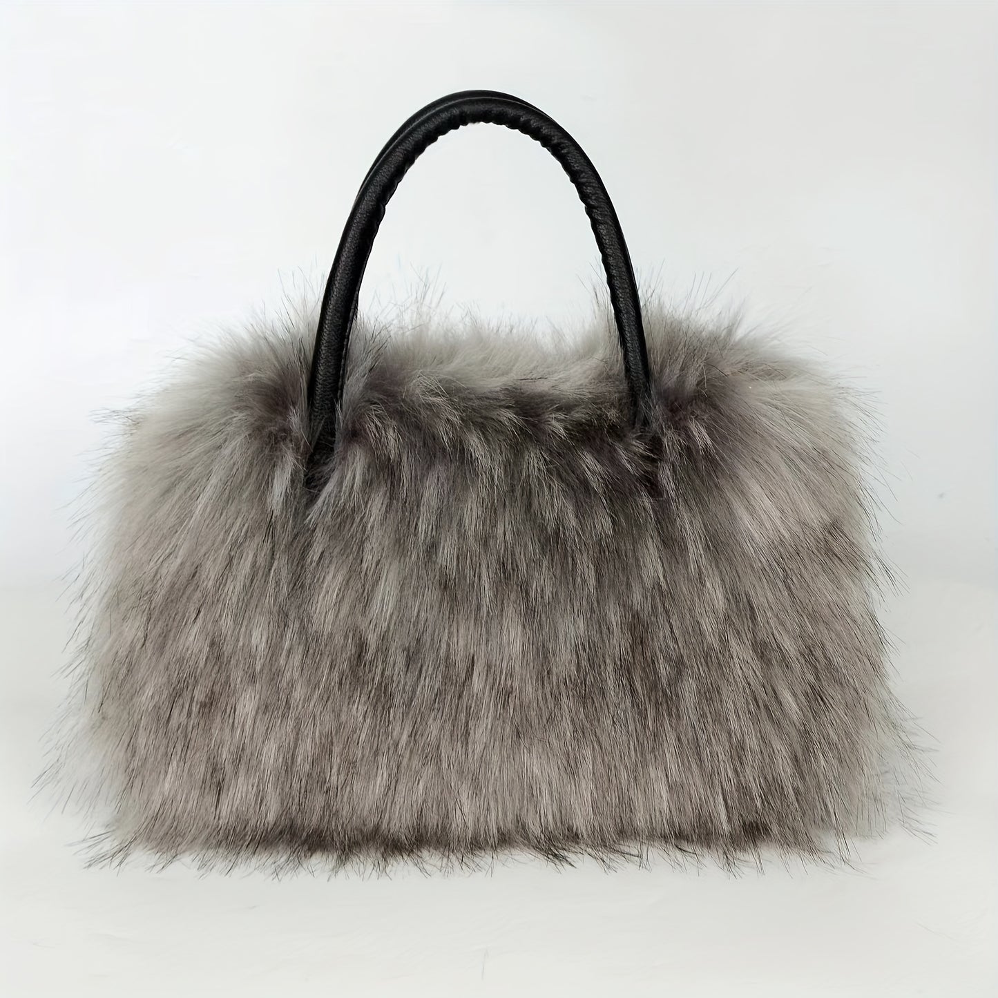 Trendy Faux Fur Tote Bag, Y2K Plush Shoulder Bag, Women's Fluffy Handbag For Street Wear