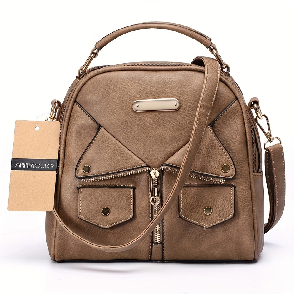 Retro Jacket Design Handbag, Punk Style Rivet Crossbody Bag, Creative Clothes Shaped PU Leather Shoulder Bag