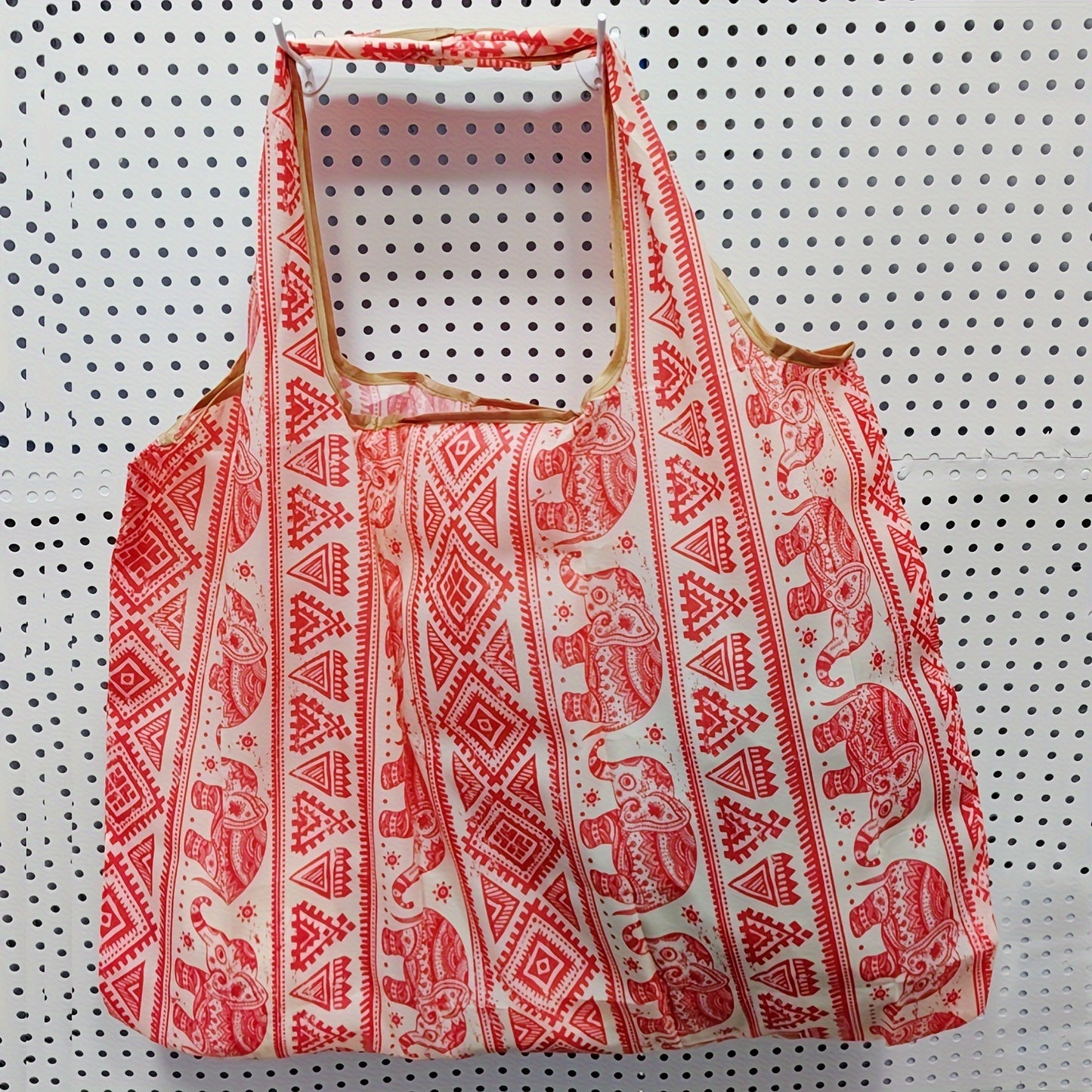 Retro Elephant Pattern Shoulder Bag, Lightweight Multifunctional Shopping Handbag, Lightweight Foldable Bag